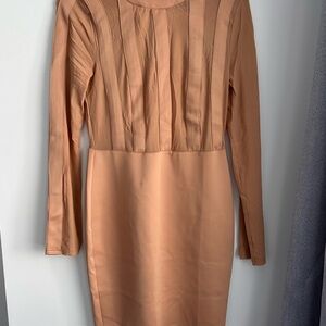 Entry Tan Long Sleeve Dress